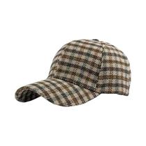 Boné De Beisebol De Lã Xadrez Grosso E Quente, Estilo Britânico Retrô Bicolor, Casual Elegante Para
