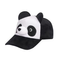 Boné de beisebol de pelúcia com design de panda e chapéu de caminhoneiro de desenho animado Boné de beisebol de pelúcia com design de panda e chapéu de caminhoneiro de desenho animado