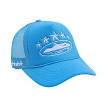 Boné De Beisebol De Verão Respirável Em Malha Colorida, Boné De Caminhão Bordado De Cinco Estrelas