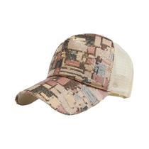 Boné De Beisebol Feminino Com Estampa De Lantejoulas Brilhantes, Ajustável, Com Costas Em Tela,