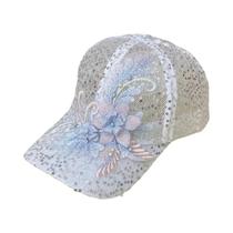 Boné De Beisebol Feminino De Renda Com Lantejoulas Respirável Para Primavera/Verão, Viseira Aberta