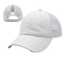 Boné de beisebol feminino PromindFun, jeans envelhecido, branco