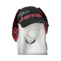 Boné De Beisebol Feminino Punk Steampunk Com Orelhas De Coelho Destacáveis Y2K, Boina Longa Gótica E