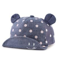 Boné de beisebol JANGANNSA Polka Baby para 6 a 24 meses com orelhas de urso Boné de beisebol JANGANNSA Polka Baby para 6 a 24 meses com orelhas de urso