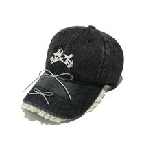 Boné de beisebol, jeans, algodão liso, com adesivo fofo para cães Boné de beisebol, jeans, algodão liso, com adesivo fofo para cães