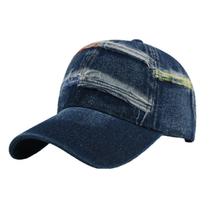 Boné de beisebol, jeans lavado, algodão envelhecido, patchwork, unissex