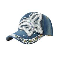 Boné de beisebol Jeans Trucker com strass para adultos