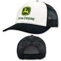 Boné de beisebol John Deere, chapéu de caminhoneiro, branco, preto