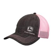 Boné de beisebol John Deere Tractors feminino jeans e rosa