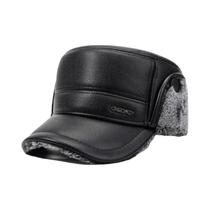 Boné De Beisebol Masculino De Couro Com Forro De Lã Grosso E Aba Reta, Gorro Quente Para Idosos,