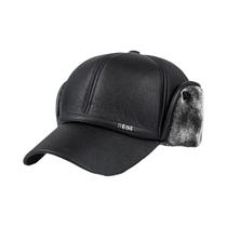 Boné de Beisebol Masculino de Imitação de Couro - Quente para o Inverno com Proteção para as Orelhas