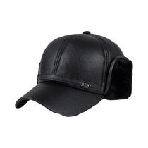 Boné de Beisebol Masculino de Imitação de Couro - Quente para o Inverno com Proteção para as Orelhas