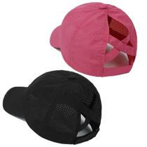 Boné de beisebol Muryobao Criss Cross Ponytail feminino, pacote com 2 unidades
