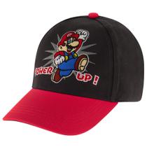 Boné de beisebol Nintendo Super Mario para crianças de 4 a 7 anos preto/vermelho