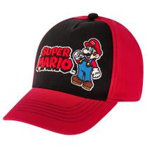 Boné de beisebol Nintendo Super Mario vermelho/preto para meninos de 4 a 7 anos Boné de beisebol Nintendo Super Mario vermelho/preto para meninos de 4 a 7 anos