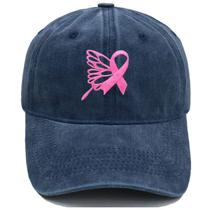 Boné de beisebol Trucker com fita rosa bordada para adultos Boné de beisebol Trucker com fita rosa bordada para adultos