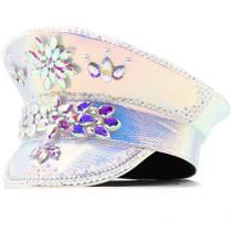 Boné de beisebol Trucker com strass holográfico PU Flo Boné de beisebol Trucker com strass holográfico PU Flo