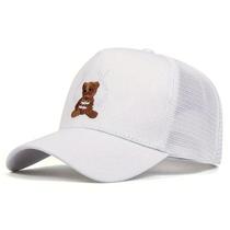 Boné de Beisebol Unissex com Bordado de Urso - Ajustável, Primavera/Verão
