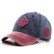 Boné de beisebol unissex lavado em folha de ácer bordado, chapéu de sol Boné de beisebol unissex lavado em folha de ácer bordado, chapéu de sol