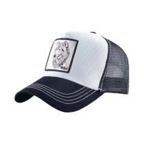 Boné de Beisebol Unissex Respirável - Snapback com Remendo de Lobo Bordado