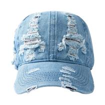 Boné De Beisebol Unissex Vintage Em Denim Lavado, Respirável, Para Primavera E Verão, Com Proteção