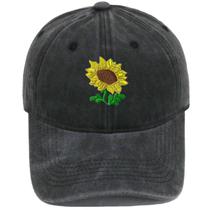 Boné de beisebol vintage de algodão lavado bordado de girassol