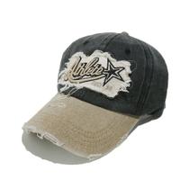 Boné de beisebol vintage de algodão lavado com adesivo envelhecido