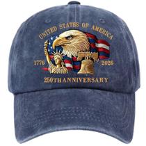 Boné de beisebol vintage de algodão lavado com design do 250º aniversário
