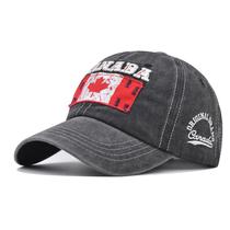 Boné de beisebol vintage de algodão lavado Maple Leaf Patch unissex