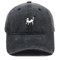 Boné de beisebol vintage de algodão lavado Trucker Cat bordado