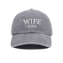 Boné de beisebol vintage de algodão liso Trucker WIFE LIFE