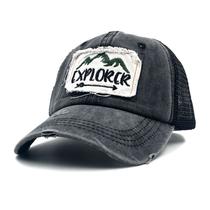Boné de beisebol vintage Trucker Explorer Patch de algodão lavado