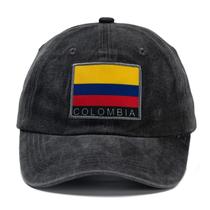 Boné de beisebol YVJCJV com bandeira da Colômbia, ajustável, preto