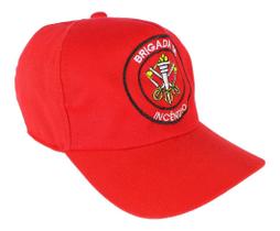 Boné De Brim Vermelho Com Bordado Oficial Brigada De Emergência Para Treinamento De Fogo E Resgate Boné De Brim Vermelho Com Bordado Oficial Brigada De Emergência Para Treinamento De Fogo E Resgate