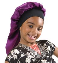 Boné de cetim infantil SENGTERM Long Purple para cabelos longos e encaracolados