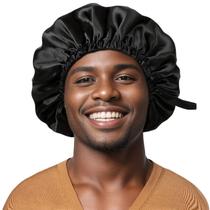 Boné de cetim reversível para homens preto Boné de cetim reversível para homens preto