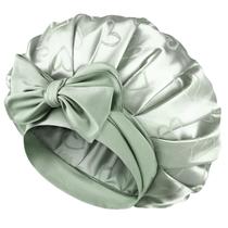 Boné de cetim YANIBEST de camada dupla ajustável para mulheres, verde