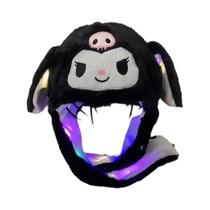 Boné de Coelho de Pelúcia LED Sanrio - Hello Kitty e Kuromi - Chapéu Removível para Adultos