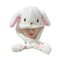 Boné De Coelho De Pelúcia LED Sanrio Kuromi Hello Kitty Bonito Removível Chapéu De Salto Adulto