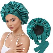 Boné de dormir de dupla camada acetinado reversível verde/preto Boné de dormir de dupla camada acetinado reversível verde/preto