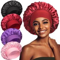 Boné de dormir Silk Bonnet Vidsel para mulheres de cetim de banda larga x4