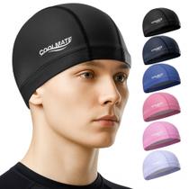 Boné de natação COOLMATE, tecido impermeável para mulheres adultas e homens, preto