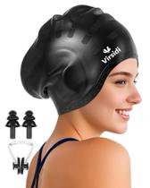 Boné de natação VIRSIDI para mulheres adultas e homens, cabelos compridos com proteção de ouvido 3D. Boné de natação VIRSIDI para mulheres adultas e homens, cabelos compridos com proteção de ouvido 3D.