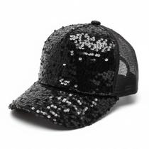 Boné de Paetê Baseball Feminino C:Preto Boné de Paetê Baseball Feminino C:Preto