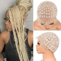 Boné de peruca trançado Suntefic Crochet, tranças sem cola, renda completa