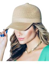 Boné De Praia Feminino Palha Sintética Praia Sol Mar Verão