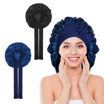 Boné de seda acetinada Arqumi para dormir com alça longa, 2 peças Boné de seda acetinada Arqumi para dormir com alça longa, 2 peças