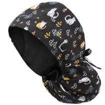 Boné de trabalho IRIS CRAFT ajustável forrado de cetim de algodão preto