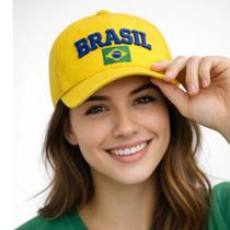 Boné do Brasil Amarelo Copa do Mundo Trucker Unissex