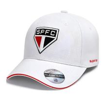 Boné do são paulo oficial licenciado aba curva preto trucker cor:branco